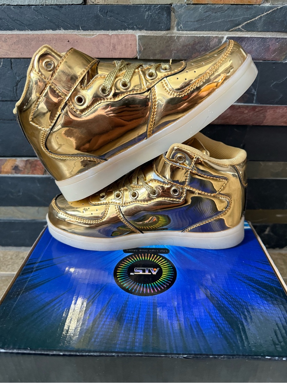 Gold Color Sneakers ATS Kid’s Size 3Y Euro 34 New FAST SHIPPING